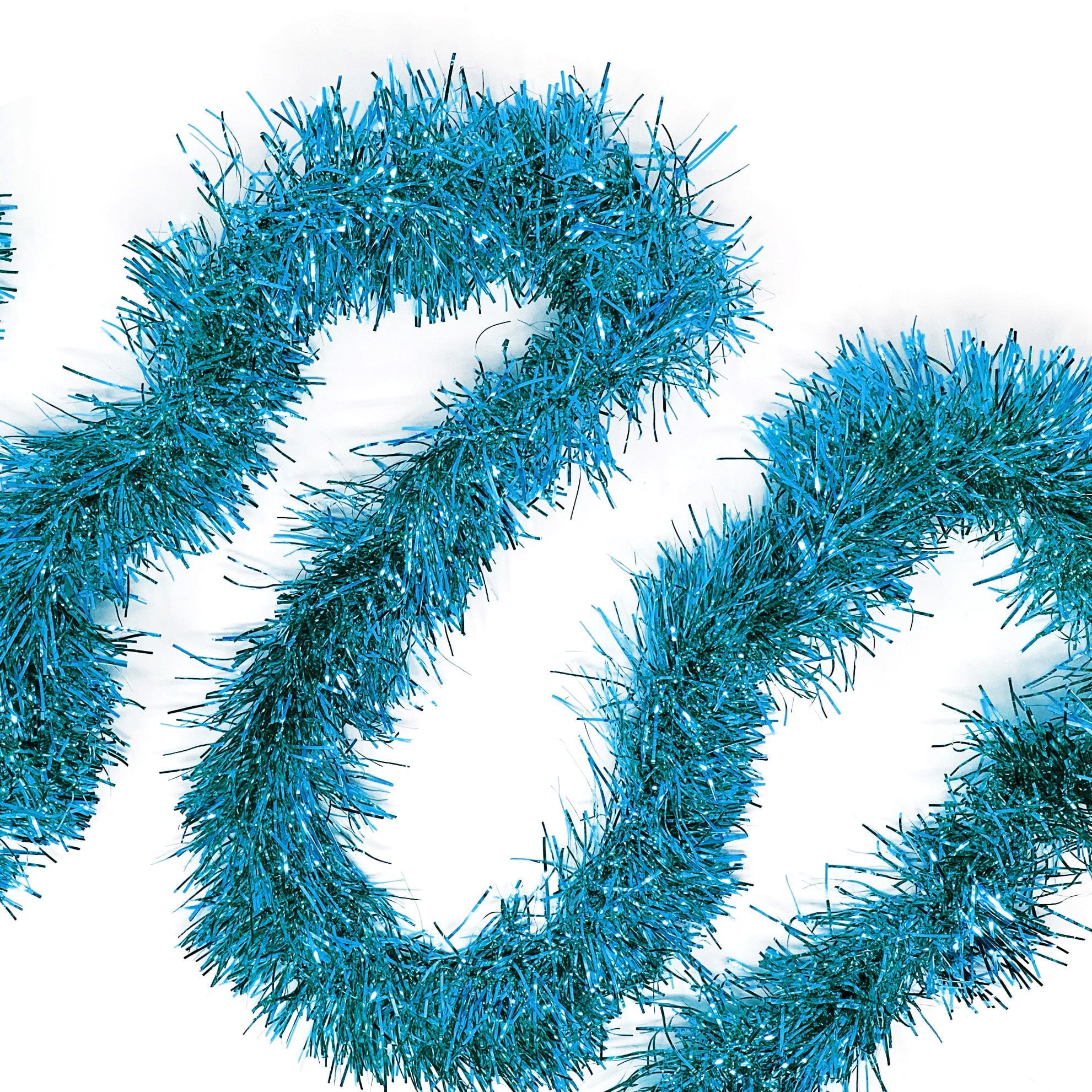 50-Foot Blue Tinsel Christmas Garland for Indoor and Outdoor Use