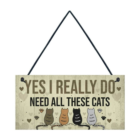 Front Door Decor Wooden Door Sign Cat Tag Rectangular Wood Decoration Pet Slogan Hanging Sign