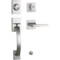 Front Door Entry Handle and Deadbolt Lock Set - Satin Nickel Finish,MDHST2017SN-BR Brushed Nickel Keyed Entry Handleset