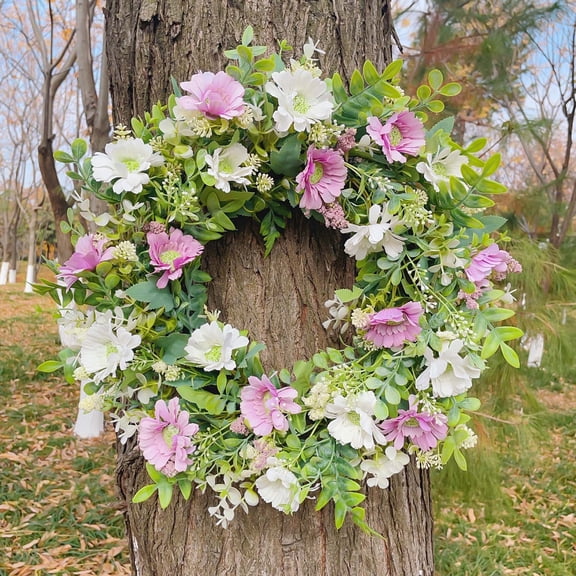 Front Door Flower Garland,Fragrant Flowers Leaves Money Plants Decoration,Outdoor Porch Wreath,Spring Summer Door Garland,Wedding Decoration Wreath,Handmade Flower Crown,Home Decor Garland