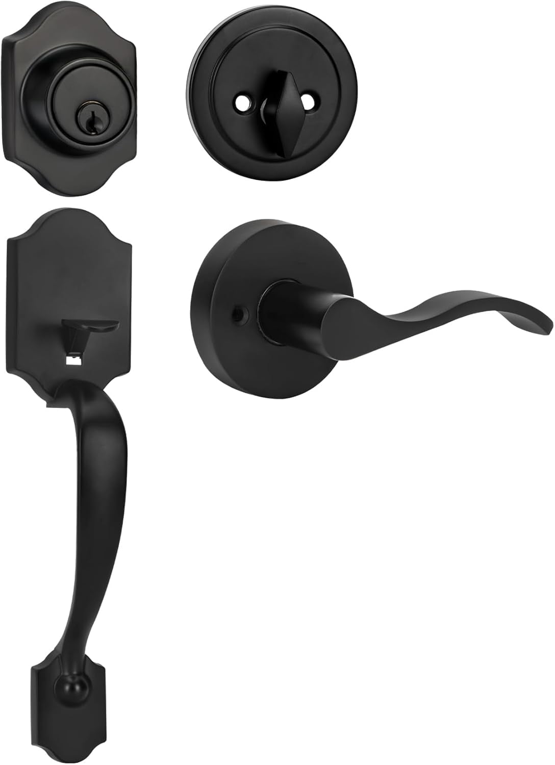 BonKuDoo Matte Black Front Door Handle With Deadbolt - Adjustable For 1-3/8" To 1-3/4" Doors