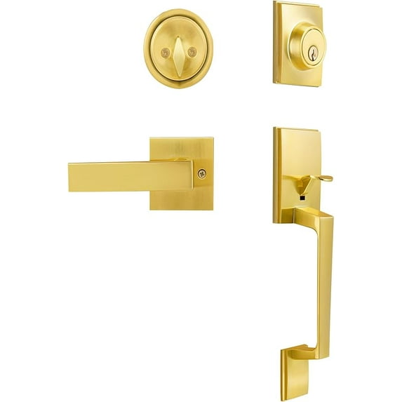 Nostalgic Warehouse New York C-Grip Front Door Handle & Deadbolt Set - Vintage Inspired, Hand Assembled In USA
