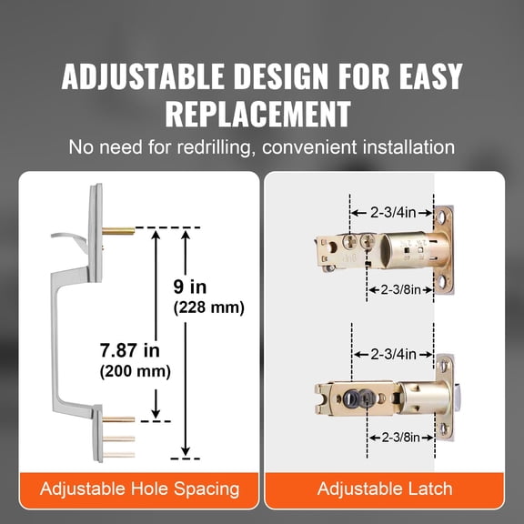 Front Door Handle and Deadbolt Set, Square Entry Handle Set with Lever, Single Cylinder, Adjustable Hole Space, Reversible for Right and Left Handed Entrance and Front Doors, Satin Nickel