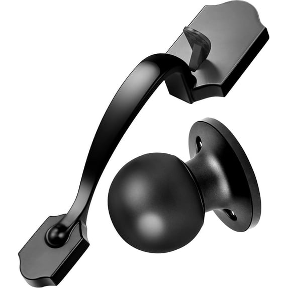Front Door Handleset, Entry Door Handle Set with Cove Knob for Right and Left Handed Sided Doors, Interior and Exterior Entrance Passage Lock, Lower Half Grip, Matte Black
