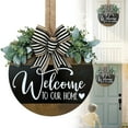 thumbnail image 1 of Front Door Hanging,Welcome Door Sign Farmhouse Welcome Sign For Front Door Wooden Door Hanger With Greenery Rustic Bow Porch Decor Housewarming, 1 of 9