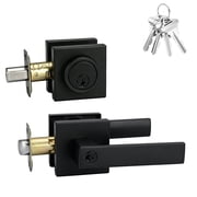 Front Door Lock Set Exterior Door Lock Set,Door Handle with Single Cylinder Deadbolt Lock,Keyed Alike Door Locks for Front DoorMatte Black,1Pack Set