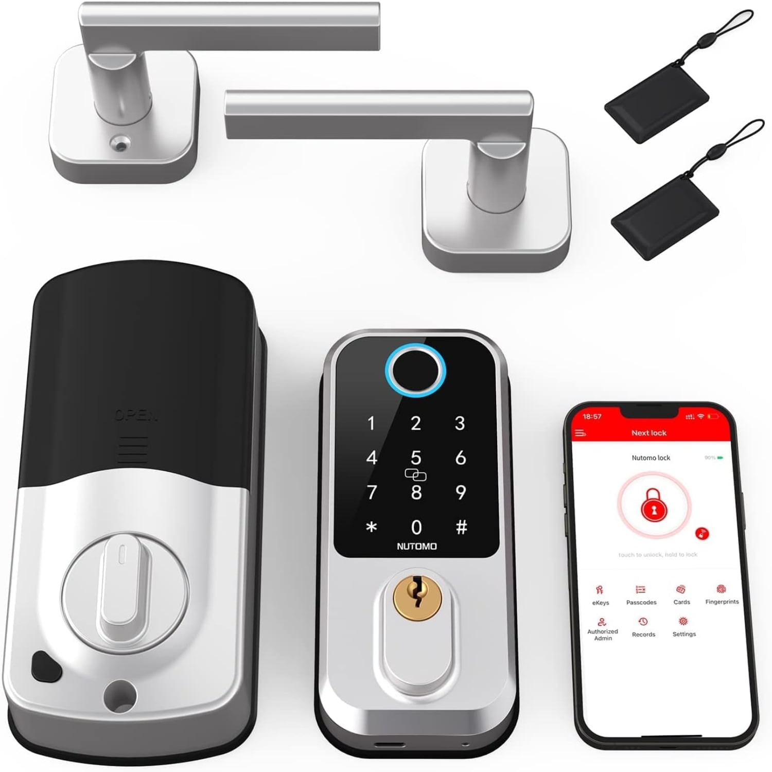 Front Door Lock Set Keyless Entry Fingerprint Deadbolt with Handle Set Digital Keypad Door Locks