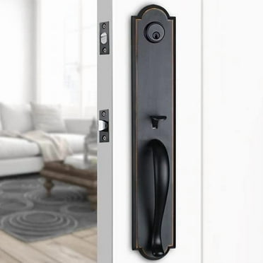 Front Door Lock Set, Oil Rubbed Bronze Keyed Entry Door Lock Set with Deadbolt, Reversible for Right and Left Handed, Heavy Duty Exterior Door Handleset