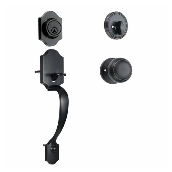 Front Door Lock Set with Deadbolt, Adjustable Handleset - Oil Rubbed Bronze