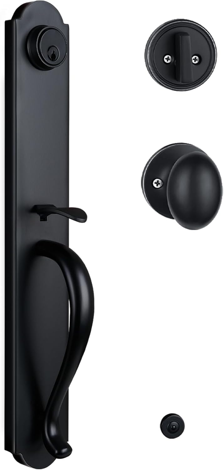 Front Door Lock Set with Deadbolt Lock & Door Knob Set, Single Cylinder