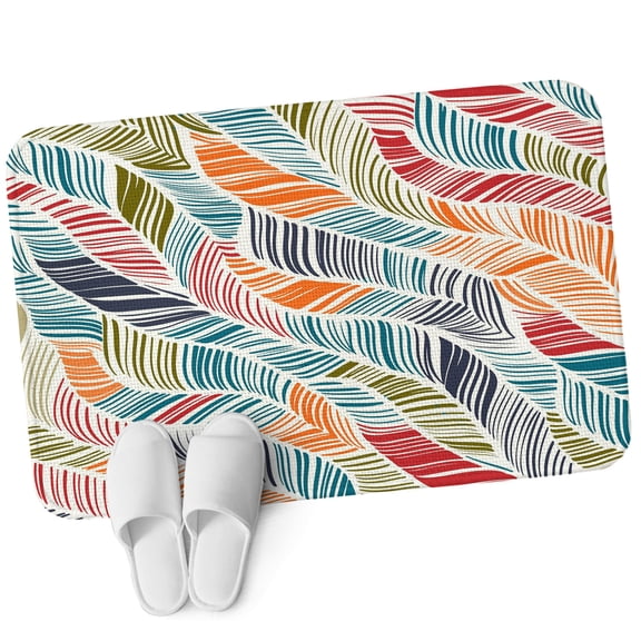 Front Door Mat 15.7"x23.6", Abstract Beach Non Slip Backing & Low Profile Doormats, Absorbent Muddy Dirt Trapper Door Mats for Front Back Door All-Weather Summer Colorful Coastal Ocean Sea Wave