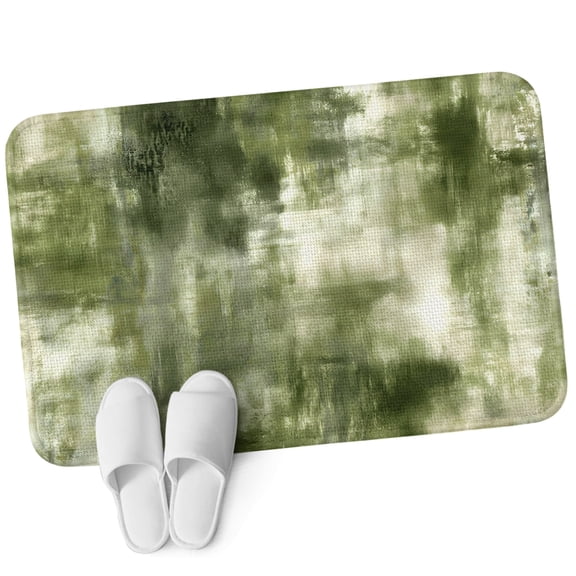 Front Door Mat 15.7"x23.6", Abstract Bohemia Non Slip Backing & Low Profile Doormats, Absorbent Muddy Dirt Trapper Door Mats for Front Back Door All-Weather Modern Minimalist Texture Olive Green