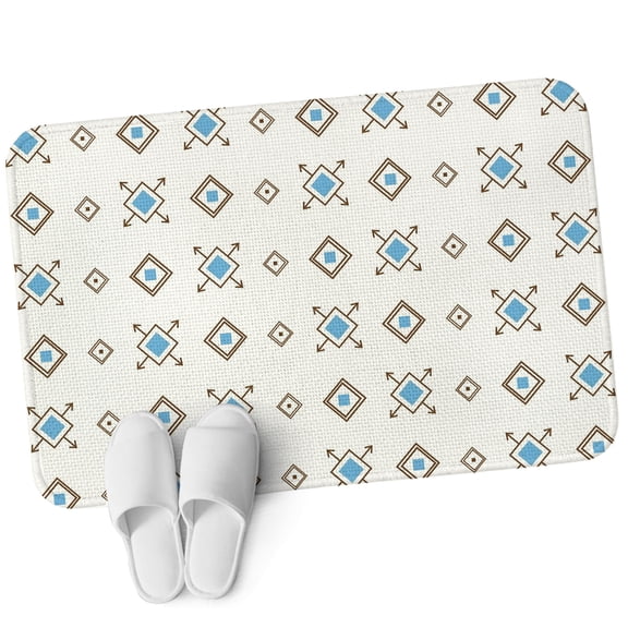 Front Door Mat 15.7"x23.6", Abstract Tile Motifs Non Slip Backing & Low Profile Doormats, Absorbent Muddy Dirt Trapper Door Mats for Front Back Door All-Weather Light Blue Gray Minimalist Dotted Grid