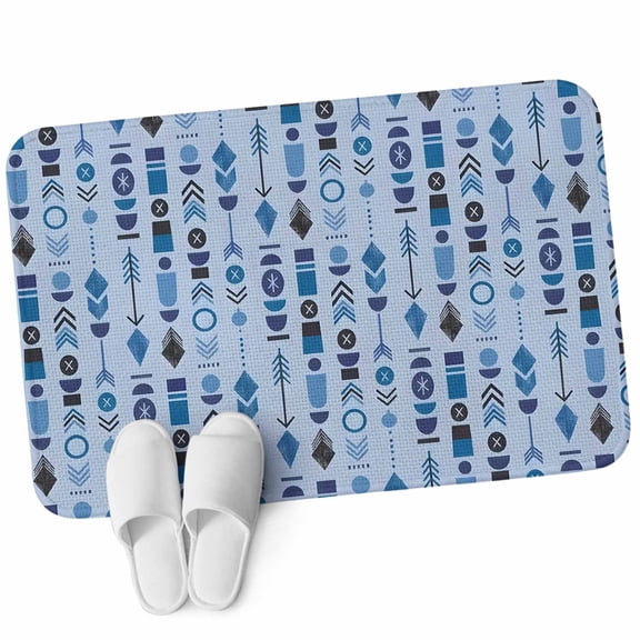 Front Door Mat 15.7"x23.6", Abstract Tribal Arrows Non Slip Backing & Low Profile Doormats, Absorbent Muddy Dirt Trapper Door Mats for Front Back Door All-Weather Boho Middle Century Navy Vertical