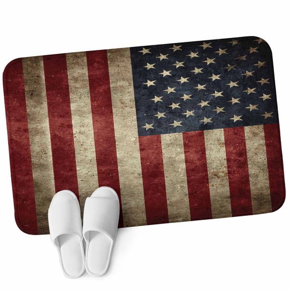 Front Door Mat 15.7"x23.6", American Flag Non Slip Backing & Low Profile Doormats, Absorbent Muddy Dirt Trapper Door Mats for Front Back Door Entryway All-Weather Retro Shabby US Star Striped Flags