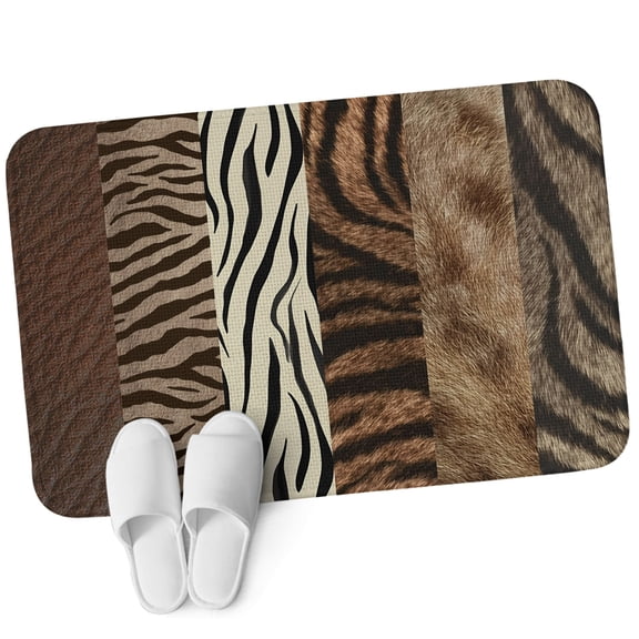 Front Door Mat 15.7"x23.6", Animals Printed Striped Non Slip Backing & Low Profile Doormats, Absorbent Muddy Dirt Trapper Door Mats for Front Back Door All-Weather Rustic Country Zebra Textured