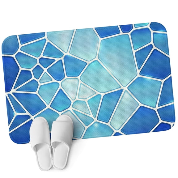 Front Door Mat 15.7"x23.6", Blue Ceramic Non Slip Backing & Low Profile Doormats, Absorbent Muddy Dirt Trapper Door Mats for Front Back Door Entryway All-Weather Abstract Tiles Modern Art