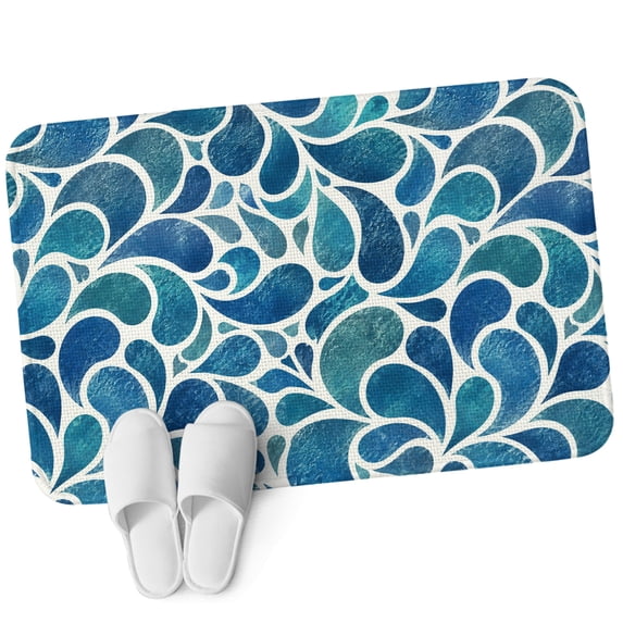 Front Door Mat 15.7"x23.6", Blue Leaves Non Slip Backing & Low Profile Doormats, Absorbent Muddy Dirt Trapper Door Mats for Front Back Door Entryway Elegant Pastoral Botanical Farmhouse Art