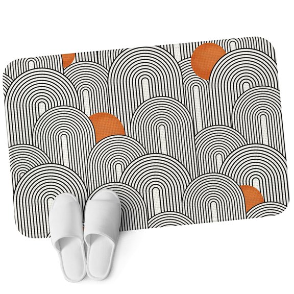 Front Door Mat 15.7"x23.6", Boho Geometric Non Slip Backing & Low Profile Doormats, Absorbent Muddy Dirt Trapper Door Mats for Front Back Door All-Weather Modern Abstract Chic Bohemian Stripes