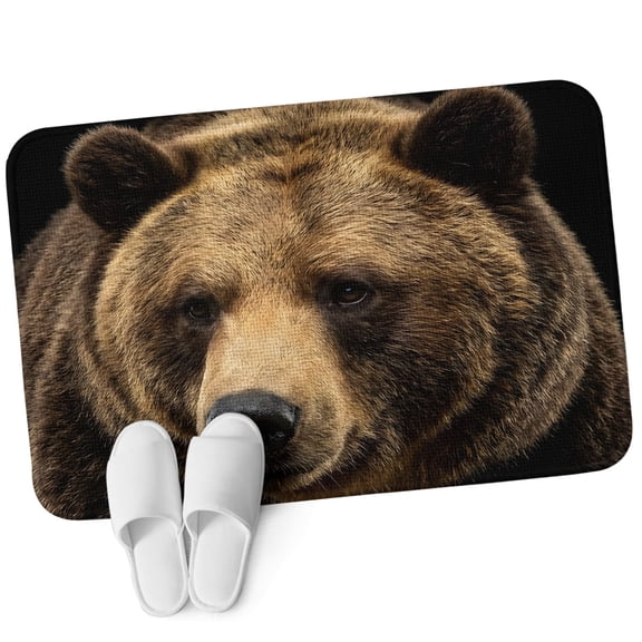 Front Door Mat 15.7"x23.6", Brown Bear Non Slip Backing & Low Profile Doormats, Absorbent Muddy Dirt Trapper Door Mats for Front Back Door Entryway All-Weather Powerful Animal Wildlife Farmhouse.