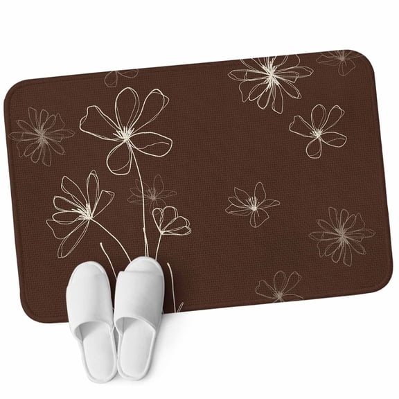 Front Door Mat 15.7"x23.6", Brown Non Slip Backing & Low Profile Doormats, Absorbent Muddy Dirt Trapper Door Mats for Front Back Door Entryway All-Weather Spring Flora