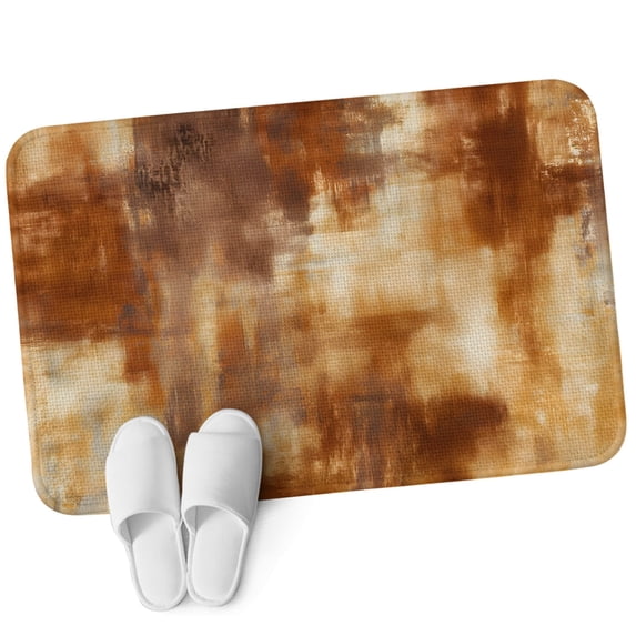 Front Door Mat 15.7"x23.6", Burnt Orange Non Slip Backing & Low Profile Doormats, Absorbent Muddy Dirt Trapper Door Mats for Front Back Door Entryway All-Weather Vintage Modern Oil Painting Abstract