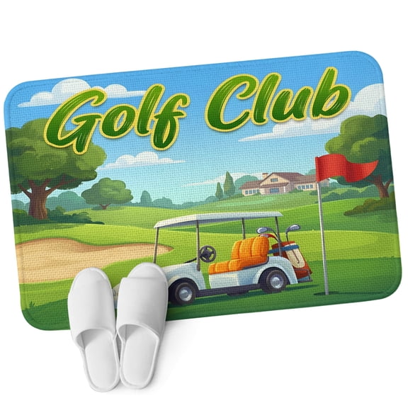 Front Door Mat 15.7"x23.6", Cartoon Golf Non Slip Backing & Low Profile Doormats, Absorbent Muddy Dirt Trapper Door Mats for Front Back Door All-Weather Chic Country Green Trees Cabins Sports