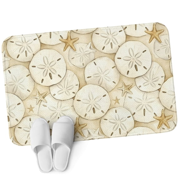 Front Door Mat 15.7"x23.6", Coastal Starfish Non Slip Backing Low Profile Doormats, Absorbent Muddy Dirt Trapper Door Mats for Front Back Door All-Weather Beige Ocean Marine Life Beach Country Floral