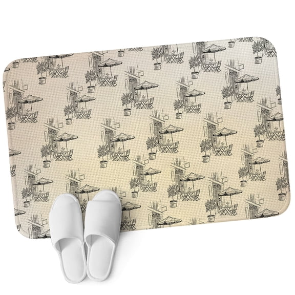 Front Door Mat 15.7"x23.6", Coffee Kiosk Non Slip Backing & Low Profile Doormats, Absorbent Muddy Dirt Trapper Door Mats for Front Back Door All-Weather Retro Leisure Coffee Time Farmhouse Beige