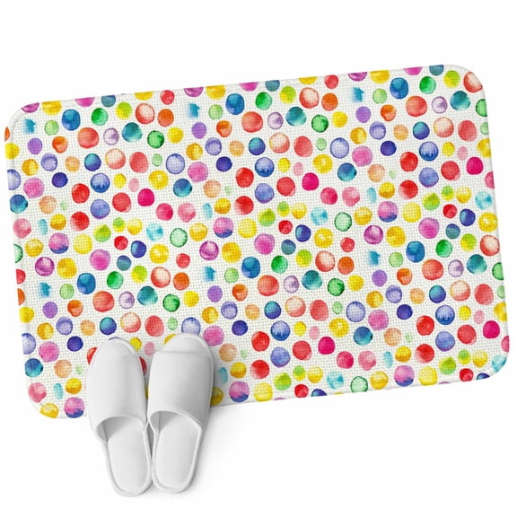Front Door Mat 15.7"x23.6", Colorful Polka Dot Non Slip Backing & Low Profile Doormats, Absorbent Muddy Dirt Trapper Door Mats for Front Back Door Entryway All-Weather Watercolor Rainbow Polka Dots