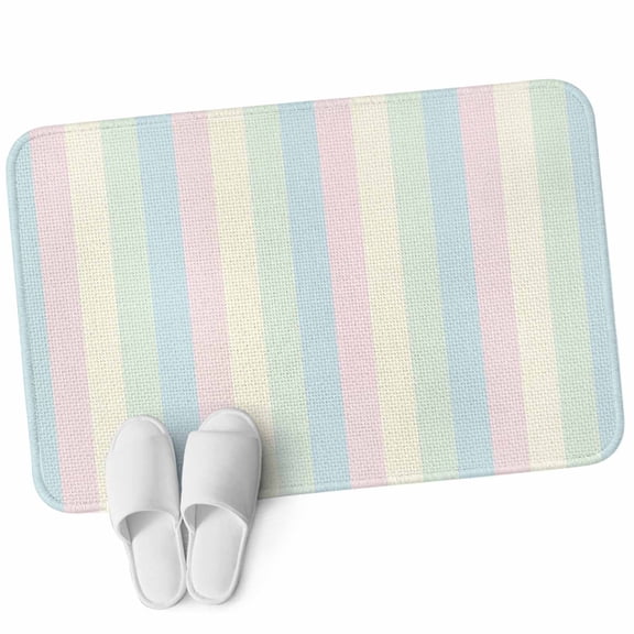 Front Door Mat 15.7"x23.6", Colorful Striped Non Slip Backing & Low Profile Doormats, Absorbent Muddy Dirt Trapper Door Mats for Front Back Door Entryway All-Weather Rainbow Color Stripes