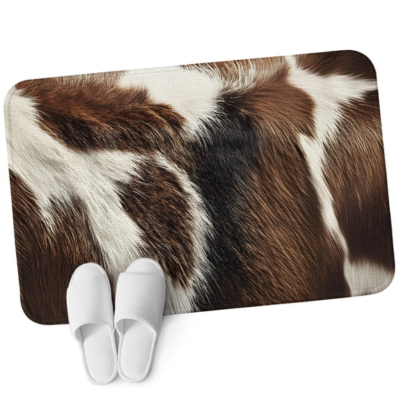 Front Door Mat 15.7"x23.6", Cow Prints Non Slip Backing & Low Profile Doormats, Absorbent Muddy Dirt Trapper Door Mats for Front Back Door Entryway All-Weather Farmhouse Country Animals Fur Print