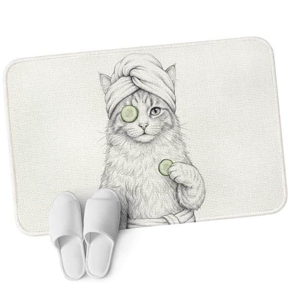 Front Door Mat 15.7"x23.6", Cute Cat Non Slip Backing & Low Profile Doormats, Absorbent Muddy Dirt Trapper Door Mats for Front Back Door All-Weather Cartoon Farmhouse Grey Abstract Animals Theme
