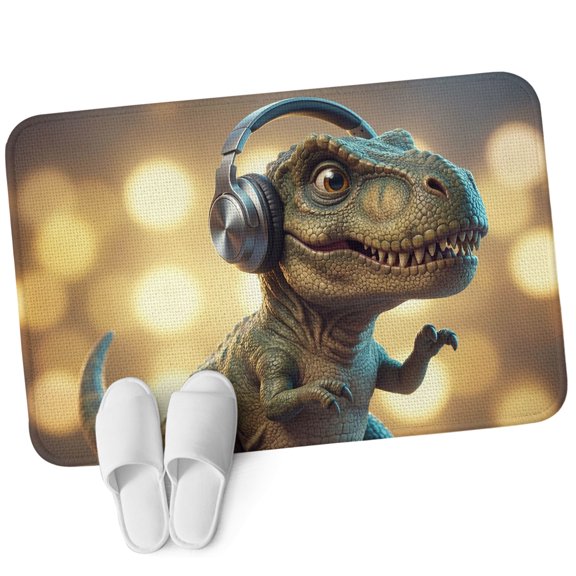 Front Door Mat 15.7"x23.6", Cute Dinosaur Non Slip Backing & Low Profile Doormats, Absorbent Muddy Dirt Trapper Door Mats for Front Back Door Entryway All-Weather Funny Abstract Animals Print