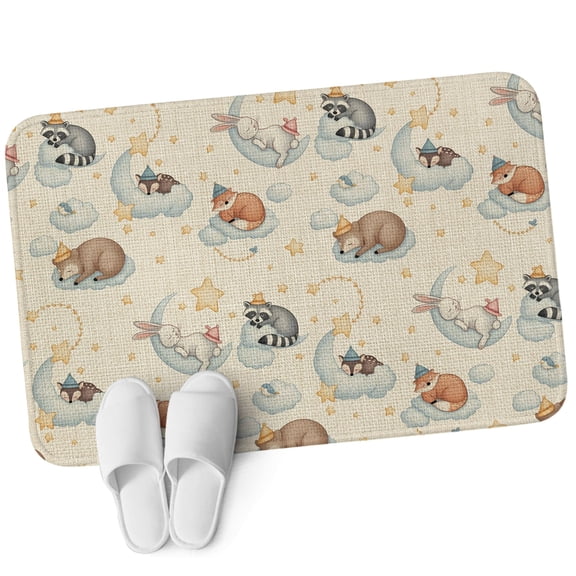 Front Door Mat 15.7"x23.6", Cute Fox Non Slip Backing & Low Profile Doormats, Absorbent Muddy Dirt Trapper Door Mats for Front Back Door Entryway All-Weather Funny Animals Rustic Star Bunny