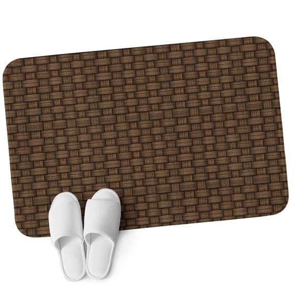 Front Door Mat 15.7"x23.6", Dark Brown Rattan Non Slip Backing & Low Profile Doormats, Absorbent Muddy Dirt Trapper Door Mats for Front Back Door Entryway All-Weather Vintage Abstract Wicker Texture