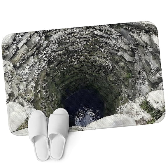 Front Door Mat 15.7"x23.6", Deep Well Non Slip Backing & Low Profile Doormats, Absorbent Muddy Dirt Trapper Door Mats for Front Back Door Entryway All-Weather Cave Opening Rustic Mystical Natural