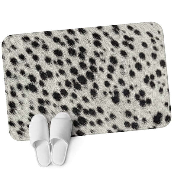 Front Door Mat 15.7"x23.6", Farmhouse Cow Print Non Slip Backing & Low Profile Doormats, Absorbent Muddy Dirt Trapper Door Mats for Front Back Door Entryway All-Weather Country Cowhide Fur Black Grey