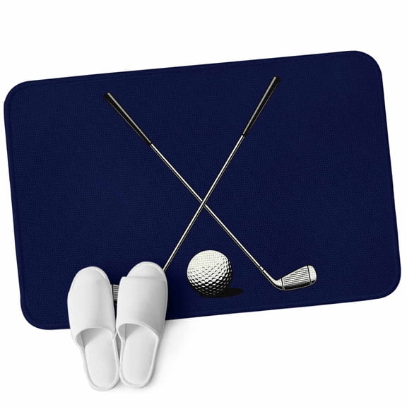 Front Door Mat 15.7"x23.6", Golf Ball Non Slip Backing & Low Profile Doormats, Absorbent Muddy Dirt Trapper Door Mats for Front Back Door Entryway All-Weather Navy Blue Monochrome Sport
