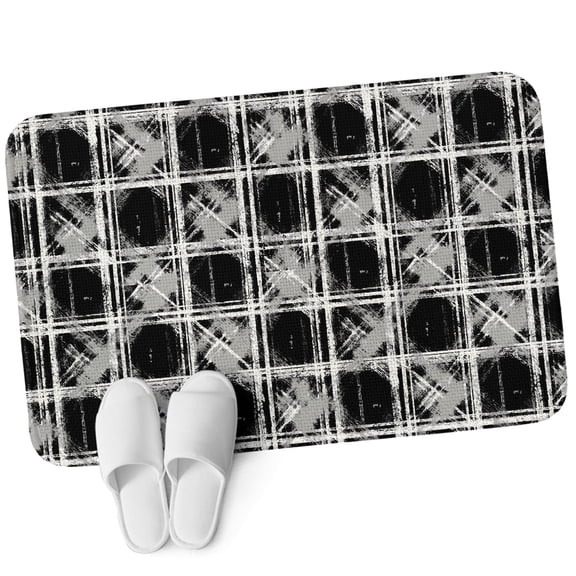 Front Door Mat 15.7"x23.6", Grey Geometric Non Slip Backing & Low Profile Doormats, Absorbent Muddy Dirt Trapper Door Mats for Front Back Door Entryway All-Weather Black White Boho
