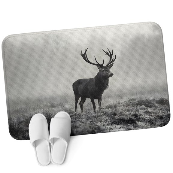 Front Door Mat 15.7"x23.6", Grey Moose Vintage Non Slip Backing & Low Profile Doormats, Absorbent Muddy Dirt Trapper Door Mats for Front Back Door Entryway All-Weather Retro Art Animals
