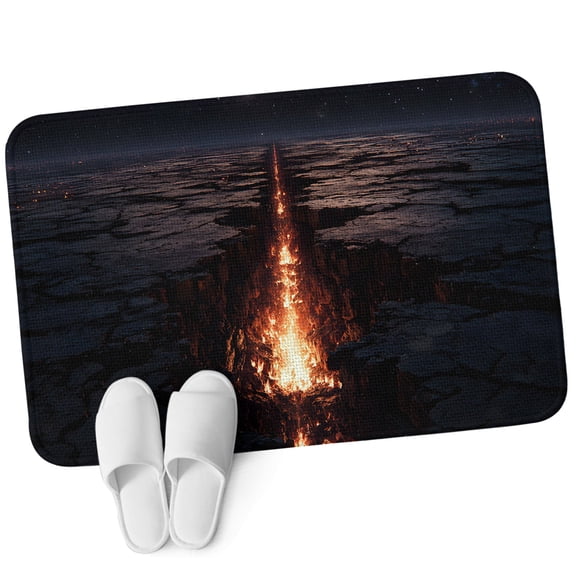 Front Door Mat 15.7"x23.6", Lava Rift Nature Non Slip Backing & Low Profile Doormats, Absorbent Muddy Dirt Trapper Door Mats for Front Back Door Entryway All-Weather Modern Black Red Artistic Art