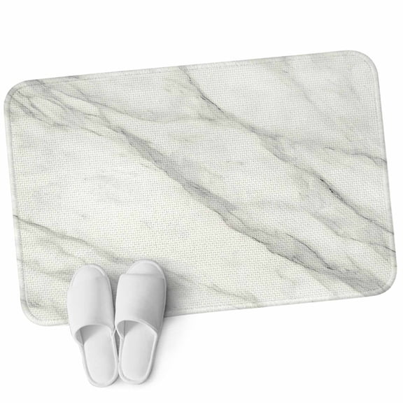 Front Door Mat 15.7"x23.6", Marble Non Slip Backing & Low Profile Doormats, Absorbent Muddy Dirt Trapper Door Mats for Front Back Door Entryway All-Weather Modern Grey White Rock Monochrome Simple