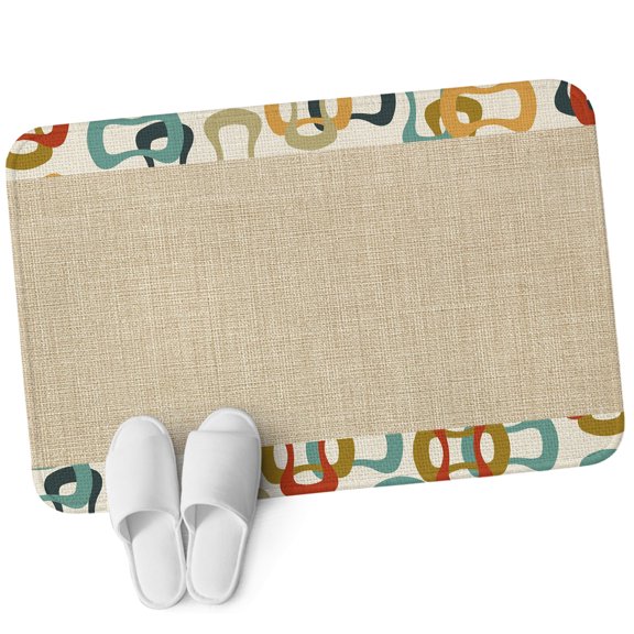 Front Door Mat 15.7"x23.6", Middle Century Non Slip Backing Low Profile Doormats, Absorbent Muddy Dirt Trapper Door Mats for Front Back Door All-Weather Abstract Geometric Colorful Rings Retro Beige
