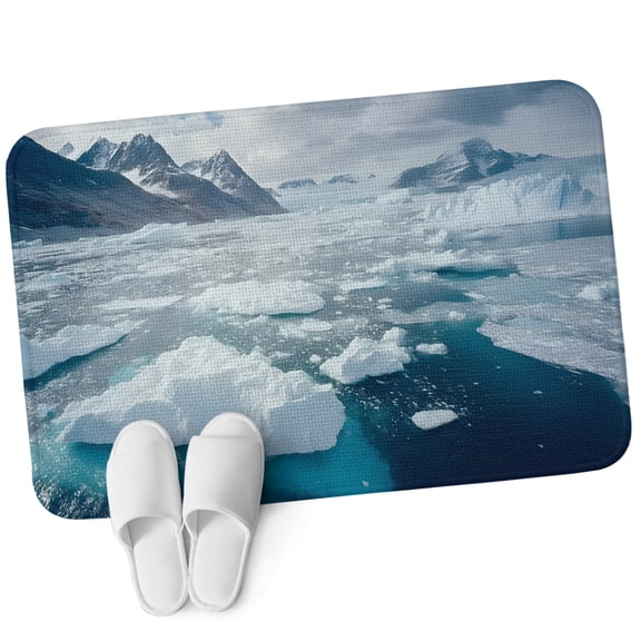 Front Door Mat 15.7"x23.6", Mountain Non Slip Backing & Low Profile Doormats, Absorbent Muddy Dirt Trapper Door Mats for Front Back Door Entryway All-Weather Modern Art Grey White Blue