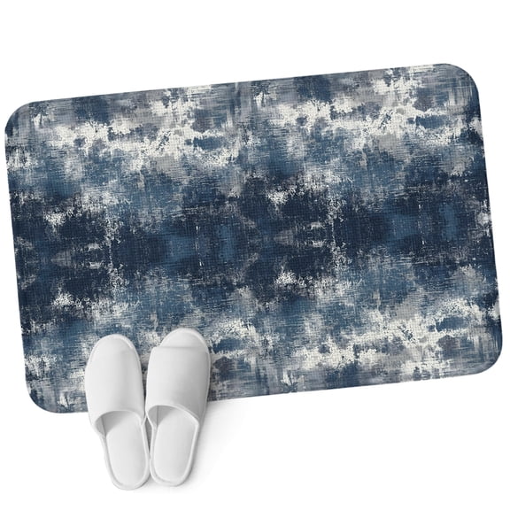 Front Door Mat 15.7"x23.6", Navy Blue Non Slip Backing & Low Profile Doormats, Absorbent Muddy Dirt Trapper Door Mats for Front Back Door Entryway All-Weather Vintage Abstract Minimalist Tie-dye Art