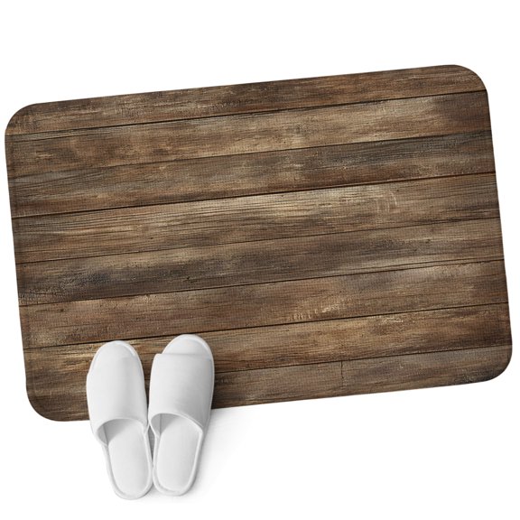 Front Door Mat 15.7"x23.6", Old Wooden Board Non Slip Backing & Low Profile Doormats, Absorbent Muddy Dirt Trapper Door Mats for Front Back Door All-Weather Country Farmhouse Wooden Planks Brown