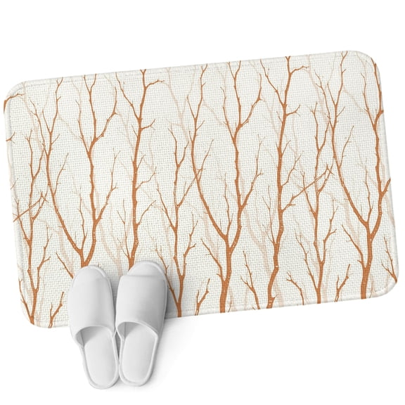 Front Door Mat 15.7"x23.6", Orange Branches Non Slip Backing & Low Profile Doormats, Absorbent Muddy Dirt Trapper Door Mats for Front Back Door All-Weather Modern Abstract Art Forest Silhouettes