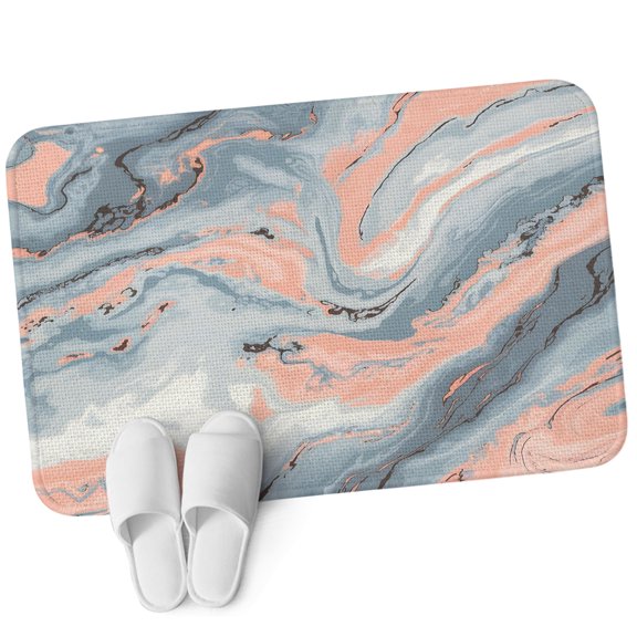Front Door Mat 15.7"x23.6", Orange Grey Marble Non Slip Backing & Low Profile Doormats, Absorbent Muddy Dirt Trapper Door Mats for Front Back Door All-Weather Modern Abstract Ombre Geometric Textured