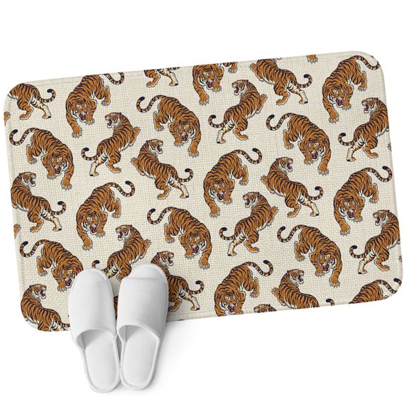 Front Door Mat 15.7"x23.6", Orange Tiger Non Slip Backing & Low Profile Doormats, Absorbent Muddy Dirt Trapper Door Mats for Front Back Door Entryway All-Weather Farmhouse Animals